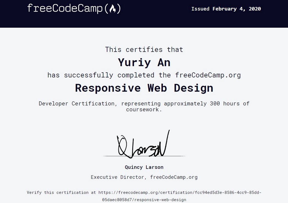 FreeCodeCamp Web Certificate